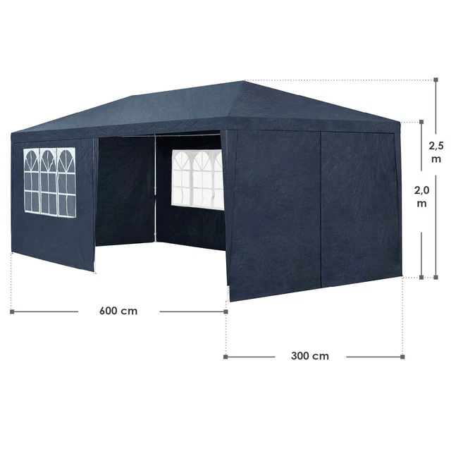 Partyzelt Pavillon Gartenzelt Gartenpavillon Festzelt Gazebo 3x6 m blau Juskys® 2