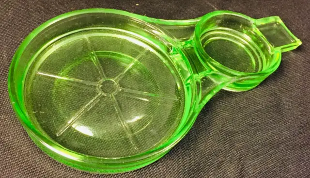 Rare Vintage Uranium Glass Cigar Ashtray / Coaster Unmarked Tobacciana 6.5"