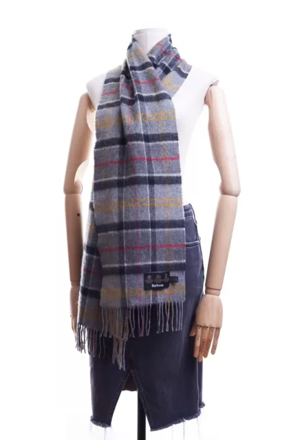 Barbour Scarf England Retro Gray Merino Wool / Cashmere Tartan 184 x 26 cm