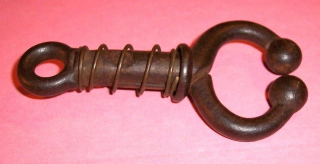 Antique 4 3/4 " Long Blacksmith Cast Iron Bull Nose Ring