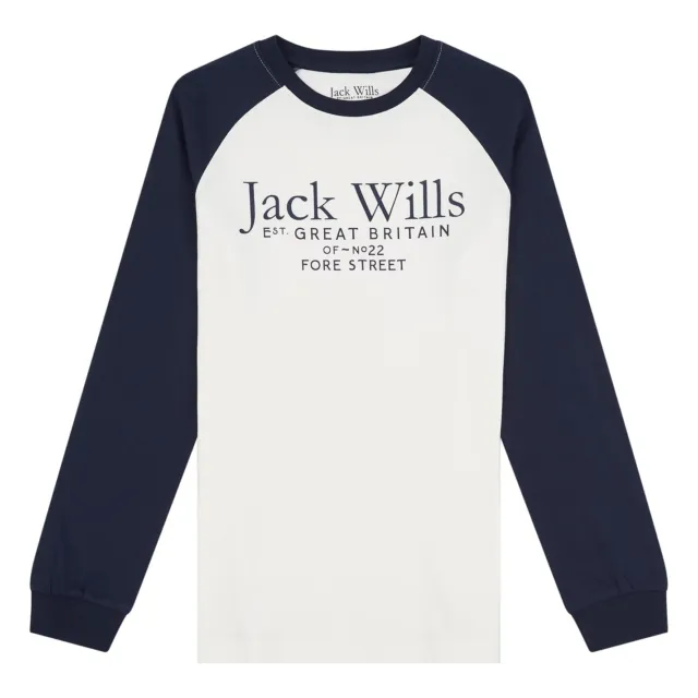 Jack Wills Boys Raglan Long Sleeve T-Shirt Junior Crew Neck