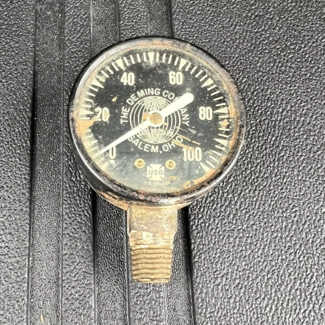 US Gauge Co. Crane Company Deming Division Vintage 100 lbs Pressure Gauge