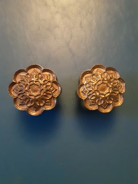Vintage Ornate Antique Victorian Solid Brass Door Knobs.