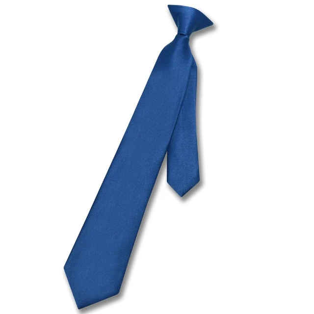 Vesuvio Napoli Boys CLIP-ON NeckTie Solid ROYAL BLUE Color Youth Neck Tie