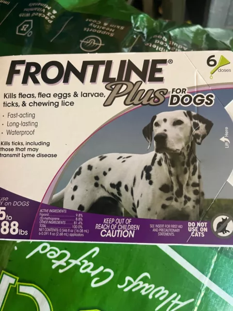 FRONTLINE Plus for dogs 45 - 88 lbs. 6 Doses 100% Genuine  Free S/H