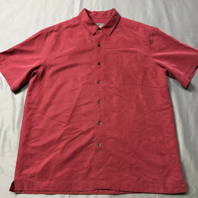 Royal Robbins Shirt Mens Large Desert Pucker Dry Relaxed Fit Red Short Sleeve