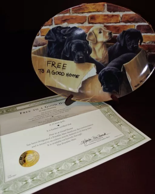 Free To Good Home COA Dogs Labs Labrador Puppies Franklin Mint Nigel Hemming