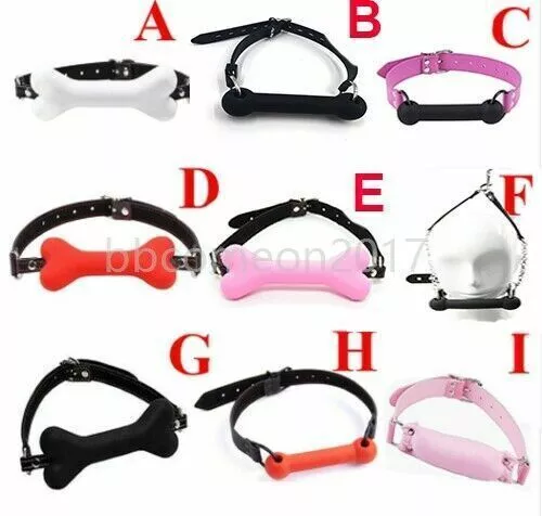 Hound Adjustable Puppy Dog Bone Mouth Gag Bondage Silicone Gag Face Harness SM