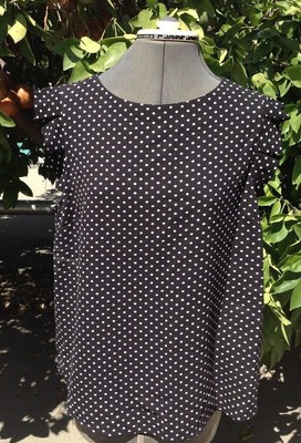 Nwt Monteau Los Angeles Black And White Polka Dot Sleeveless Blouse Size Xl
