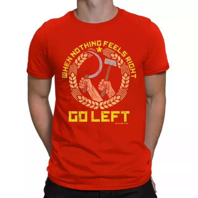 Mens CCCP T-Shirt When Nothing Feels Right GO LEFT  USSR Soviet Communism