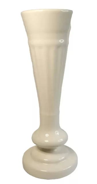 Vintage HAEGER USA Stoneware Pottery 9" tall Footed Vase Cream White Ceramic