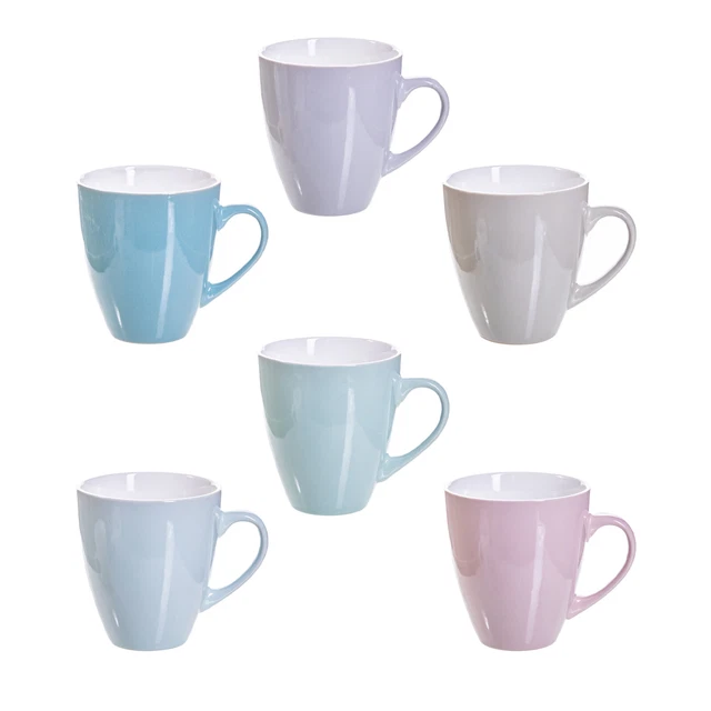 Kaffeebecher Set 6 Stück 540 ml XXL Tassen große Becher Pott Farbig Bunt Pastell