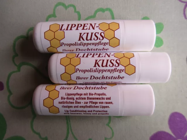 3 Propolis Natur Lippenpflege mit Bienenwachs Lippen Balsam Pflegestift Bio