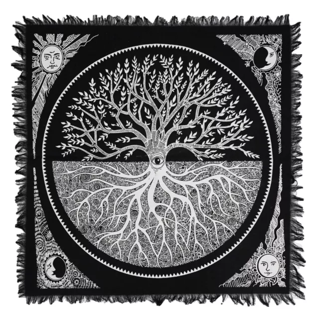 Cotton Altar Cloth Tarot Spread Witchcraft Alter Spiritual Eye Tree Of Life