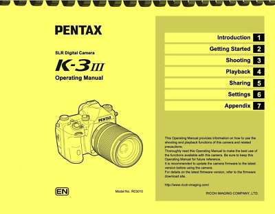 Cámara digital Pentax K-3 III K3 III MANUAL DE FUNCIONAMIENTO DEL PROPIETARIO