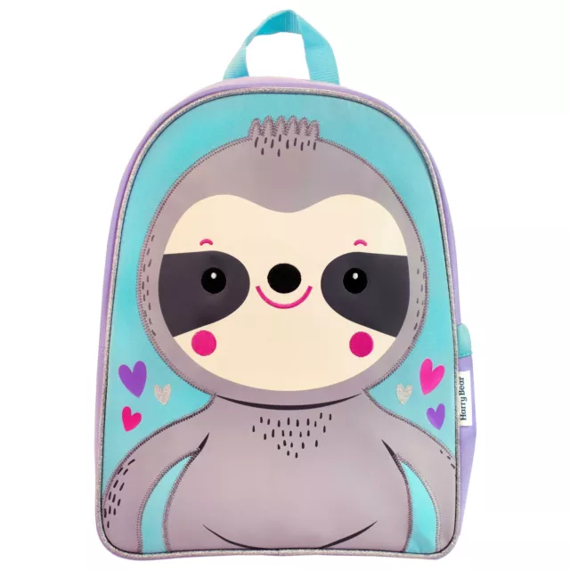 Happy Sloth Backpack Kids Childrens Boys Girls School Bag Rucksack Purple Hearts