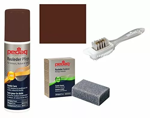 Pedag Suede Nubuck Color and Care Kit, Medium Brown, 3 Count