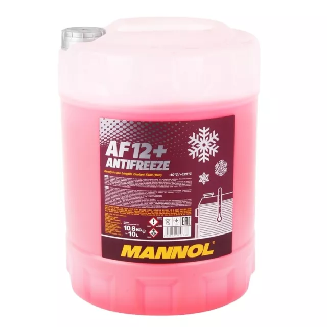 10L MANNOL KÜHLERFROSTSCHUTZ ROT AF12+ G12+ -40°C KÜHLMITTEL für VW AUDI VAG