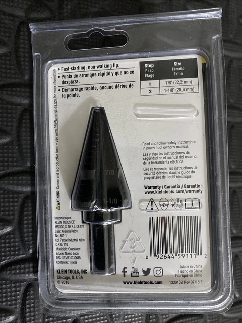 Klein Tools KTSB11 Double Fluted Step Drill Bit 2