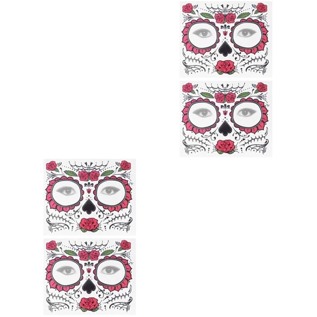 4 pcs Tatouages squelettes temporaires Day of the Dead Supplies Tattos pour le