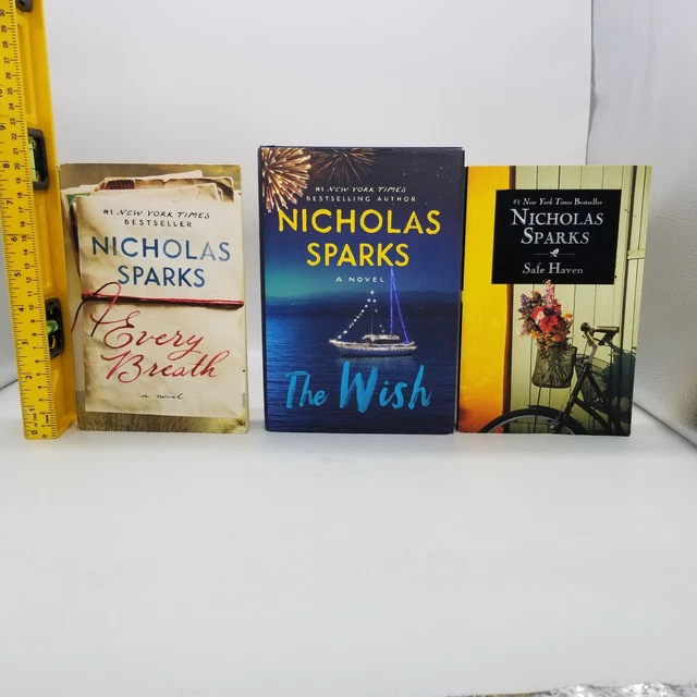 Lot of 3  NICHOLAS SPARKS Books: Every Breath, Safe Haven & The Wish Preowned
