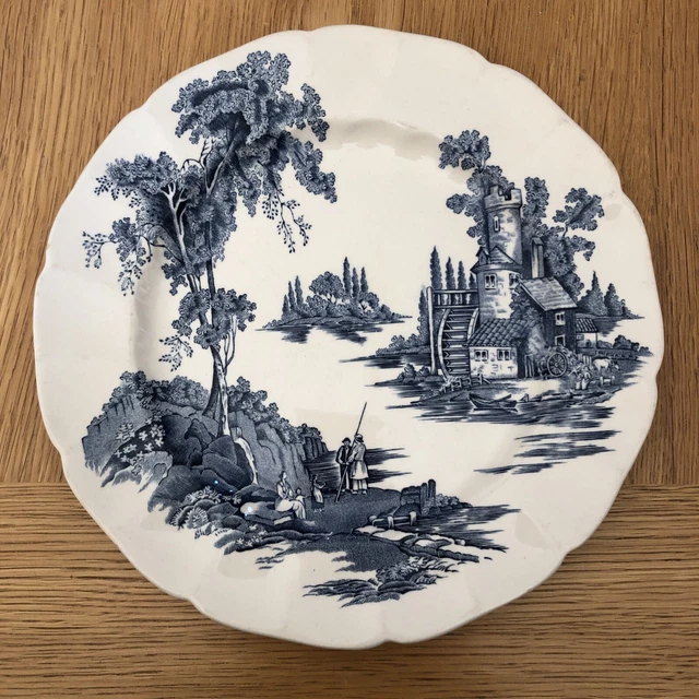 VINTAGE 'THE OLD Mill' Plate Johnson Brothers England Fluted Rim