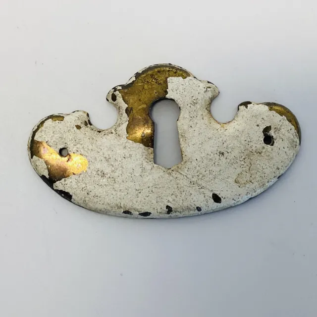 Vintage Old Solid Cast Brass Fancy Escutcheon Key Hole Keyhole Cover Plate