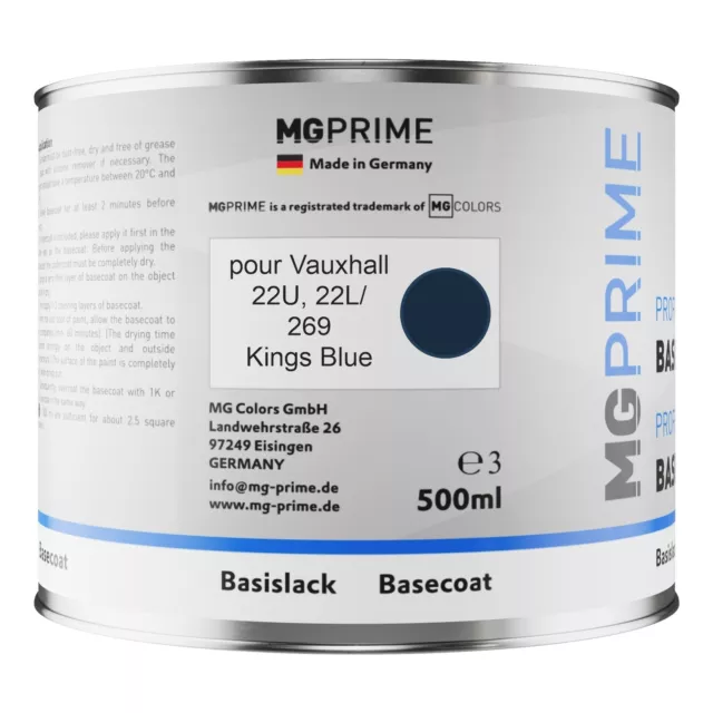 Peinture Voiture pot pour Vauxhall 22U 22L 269 Kings Blue 0,5l 2