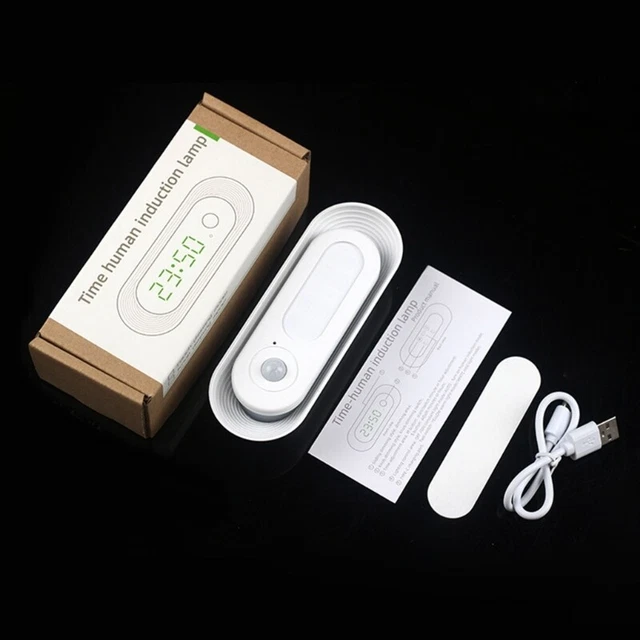 Motion Sensor Wall Clock Night Light USB Cable Magnetic Suction Supplies 3