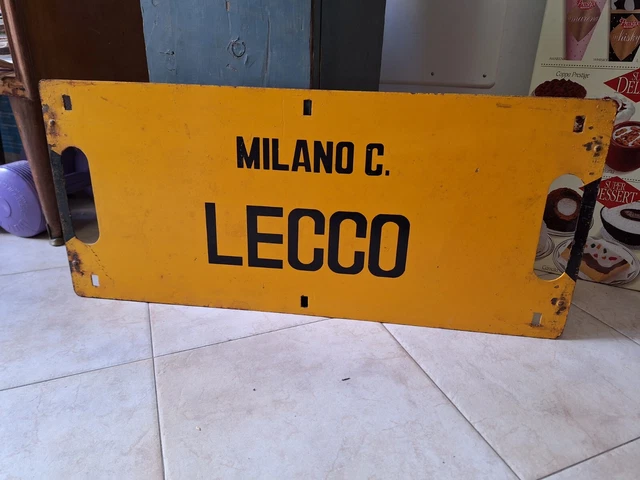 Targa Insegna Tabella Percorrenza Ferrovie Dello Stato MILANO LECCO Targa Insegna Tabella Percorrenza Ferrovie Dello Stato MILANO LECCO