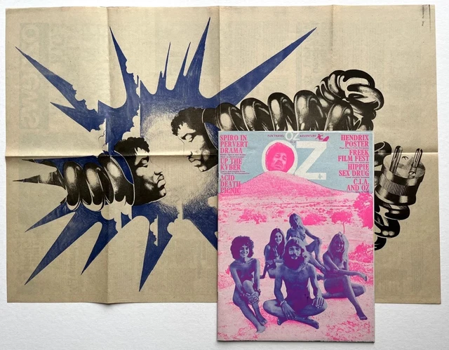 oz magazine 1970 No30 オズマガジン　ジミヘン ポスター付 OZ MAGAZINE NO.30 with Jimi Hendrix poster. LIGHT BLUE VARIANT