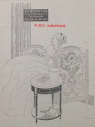 Publicite Au Bucheron Meuble Art Deco Signe Rene Vincent De 1927 French Ad Pub