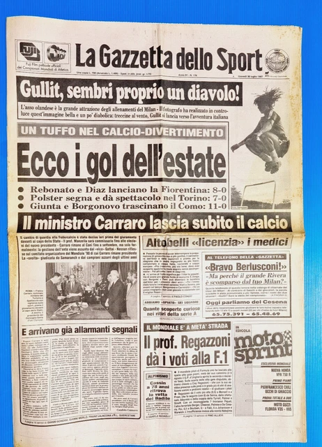 Courier Dello Sport 31 Décembre 1987 Gullit Milan Careca Maradona