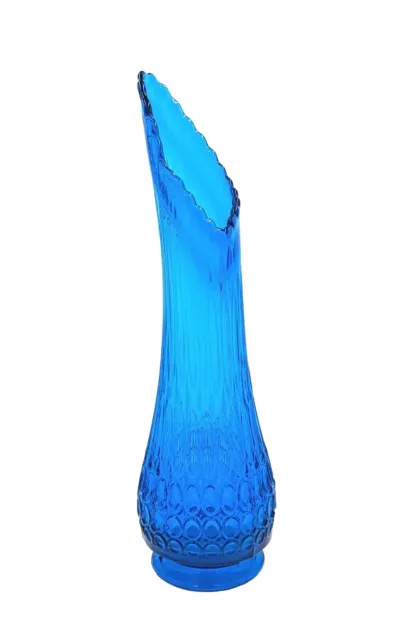 MCM LE Smith Thousand Eye Colonial Blue Swung Glass Vase 17” Vintage EUC
