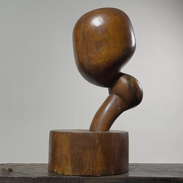 Eva Martino (b. 1929) Hand Carved Biomorphic Wood Sculpture, Signed / JB Blunk