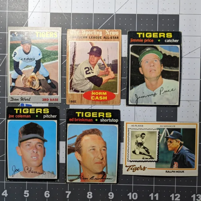 Detroit Tigers Vintage Baseball 6 Card Lot - Norm Cash
