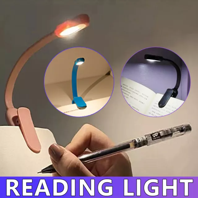 Mini LED Book Night 3 Light Brightness Clip-On Reading Lamp USB Rechargeable AU