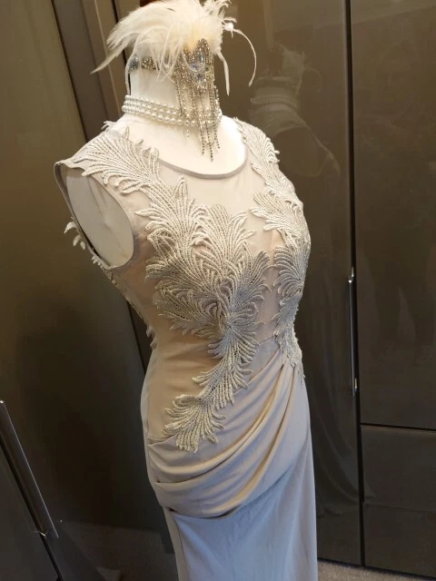 LIPSY VIP GREY Embroidered All Over Lace Midi Dress - Size 12 BNWOT 52.00  - PicClick UK