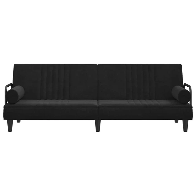 AX Divano Letto Ospiti Nero 2 Cuscini Velluto Schienale Regolabile Nuovo 351898