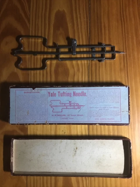 Herramienta de colección con aguja de mechón Yale en caja H D Miller alfombra de arpillera bucles ajuste C1