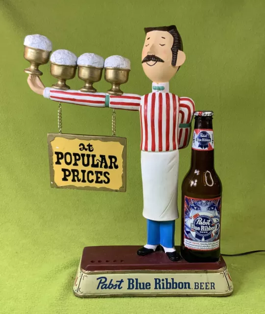 Vintage Pabst Blue Ribbon Beer Lighted "At Popular Prices"  Free Standing Sign
