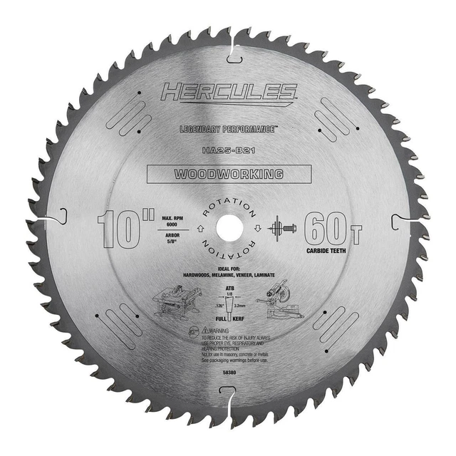 Hoja de sierra circular para carpintería Hércules 10 in., 60T 58380