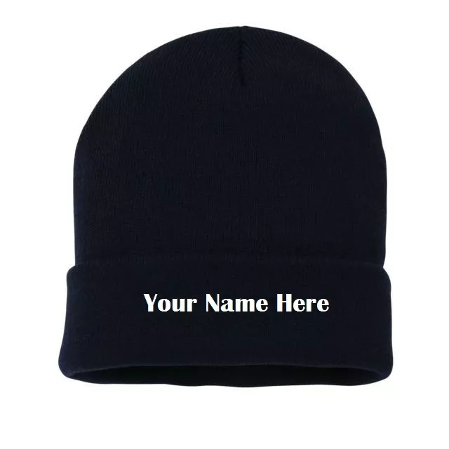 Personalised Embroidered Beanie Winter Ski Tri Hat any text or company name