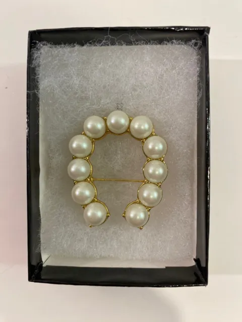 Pearl And Gold Filled(?) 1.5” Horseshoe Pin Brand New!￼