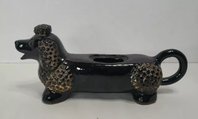 Vintage Ceramic Black Poodle Dog 9" Long