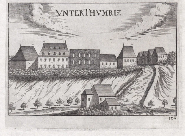 Unterthumeritz Presso Corno Austria Vista Incisione Engraving Vischer 1672