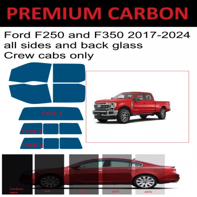 Premium Carbon Window Tint fits Ford F250 and F350 2017-2024 precut tint