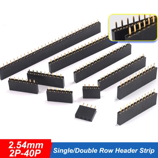 2-40P Straight Female Single/Double Row 2.54 Header Strip PCB Connector