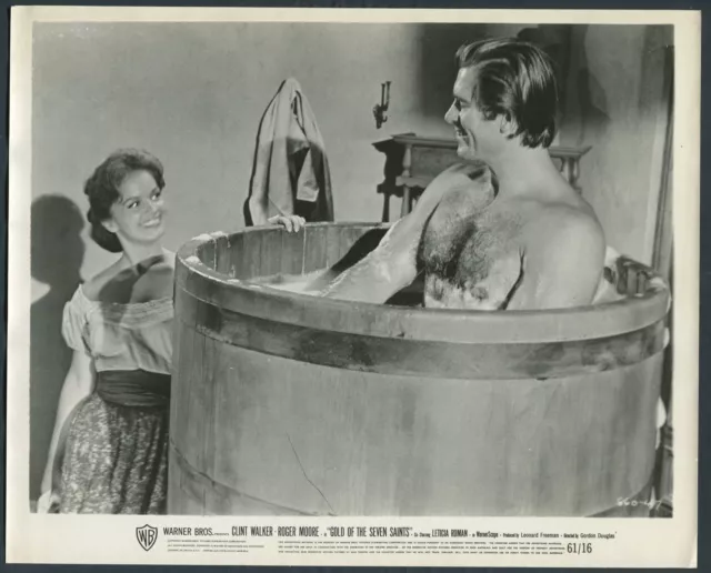LETICIA ROMAN CLINT WALKER in Gold Of The Seven Saints '61 CHESTHAIR BARECHESTED