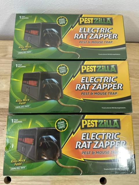 3 NEW Pestzilla Rat Zapper Rechargeable Electric Mouse Trap Effective & Humane